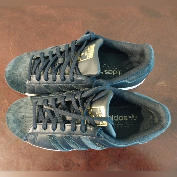 Adidas Superstar Navy Blue Leather & Velvet Casual Size 9 Shoe - Picture 7 of 8